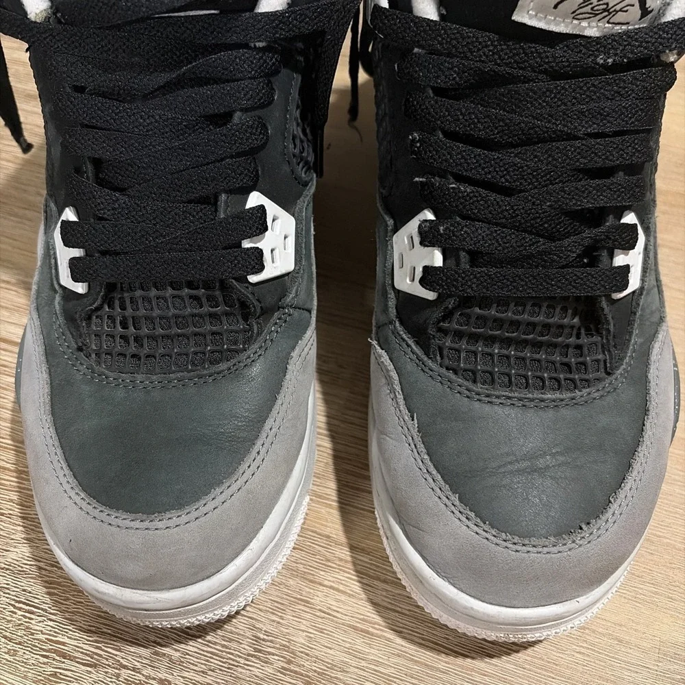 Kids Jordan 4 Fear Sneakers Black/gray Size 6Y No Box Gradeschool